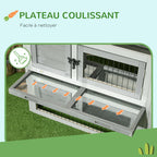Clapier de sol cage à lapin cottage niche supérieure avec rampe enclos extérieur 150 x 52 x 68 cm gris-5