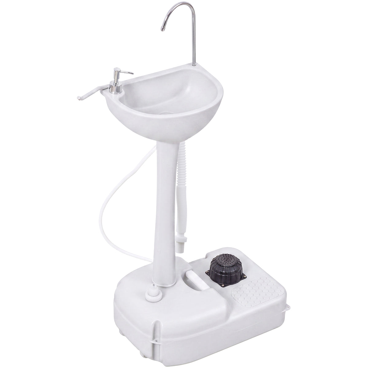 Évier de Camping Portable à Roues, Distributeur de Savon, Eau Froide Uniquement, Réservoir d'Eaux Usées NON Inclus, Gris-0