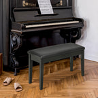 Banc pour piano avec assise rembourrée pieds en bois massif revêtement synthétique 75 x 35 x 49 noir-9