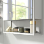 Armoire murale salle de bain avec miroir, meuble salle de bain, 2 portes miroir, étagère ouverte 60 x 16 x 60 cm blanc-8