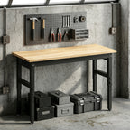 Établi d'Atelier Réglable, 121,9x50,8x79-99cm, Charge 900 kg, 2 Prises et 2 Ports USB, Panneau Perforé, Noir-1