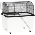 Cage hamster cage rongeur 2 étages avec roulettes plate-forme et échelle en fil d'acier 57 x 43 x 57 cm noir-0