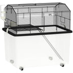 Cage hamster cage rongeur 2 étages avec roulettes plate-forme et échelle en fil d'acier 57 x 43 x 57 cm noir-0