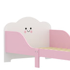 Lit enfant 70 x 140 cm, lit pour enfant avec barriere de securite et sommier à lattes en bois, rose (matelas non inclus)-9