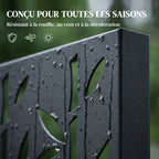 Panneau Brise Vue décoratif Extérieur Claustra Décoratif Jardin 3 Panneaux à motif Bambou métal 92x40x192cm Noir-6