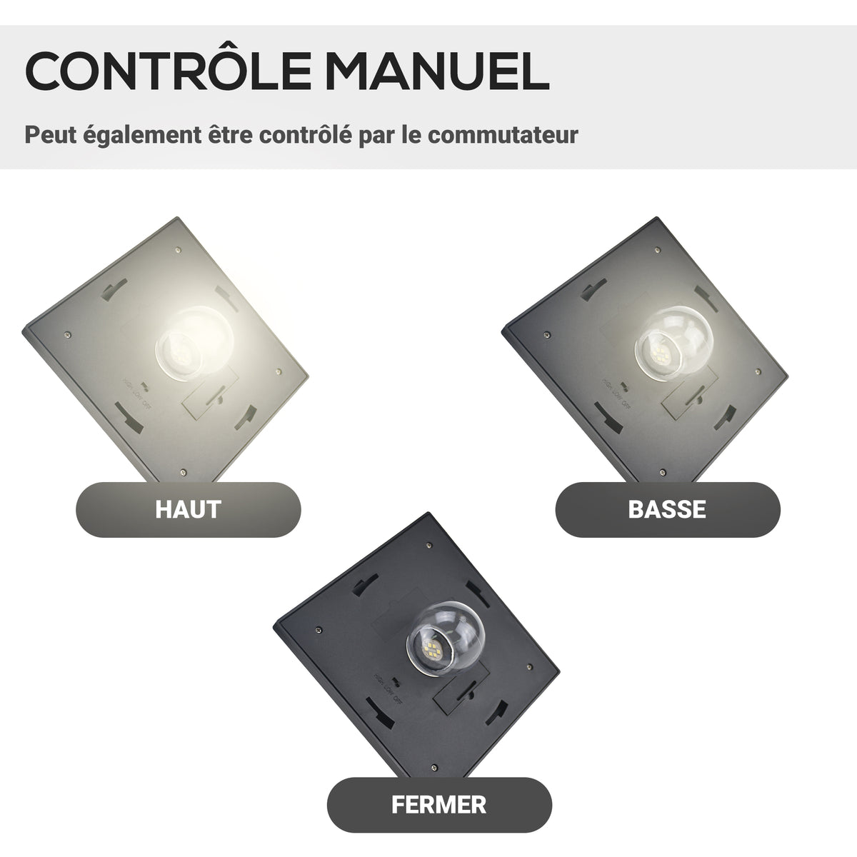 Lampadaire de jardin extérieur à LED solaire avec capteurs 3 abat-jours - H.182.5 cm - IP44-4