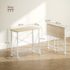 Bureau pliant table d'ordinateur 80 x 40 cm sur roulettes pour bureau à domicile, chambre, petits espaces, chêne-2