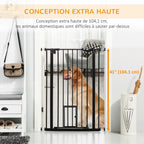 Barrière de sécurité animaux de 104,1H cm avec porte fermeture automatique système de double verrouillage noir-7