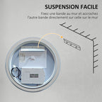 Miroir rond lumineux LED de salle de bain Ø 70 cm mural avec éclairage 3 couleurs interrupteur tactile 23W blanc argent-8