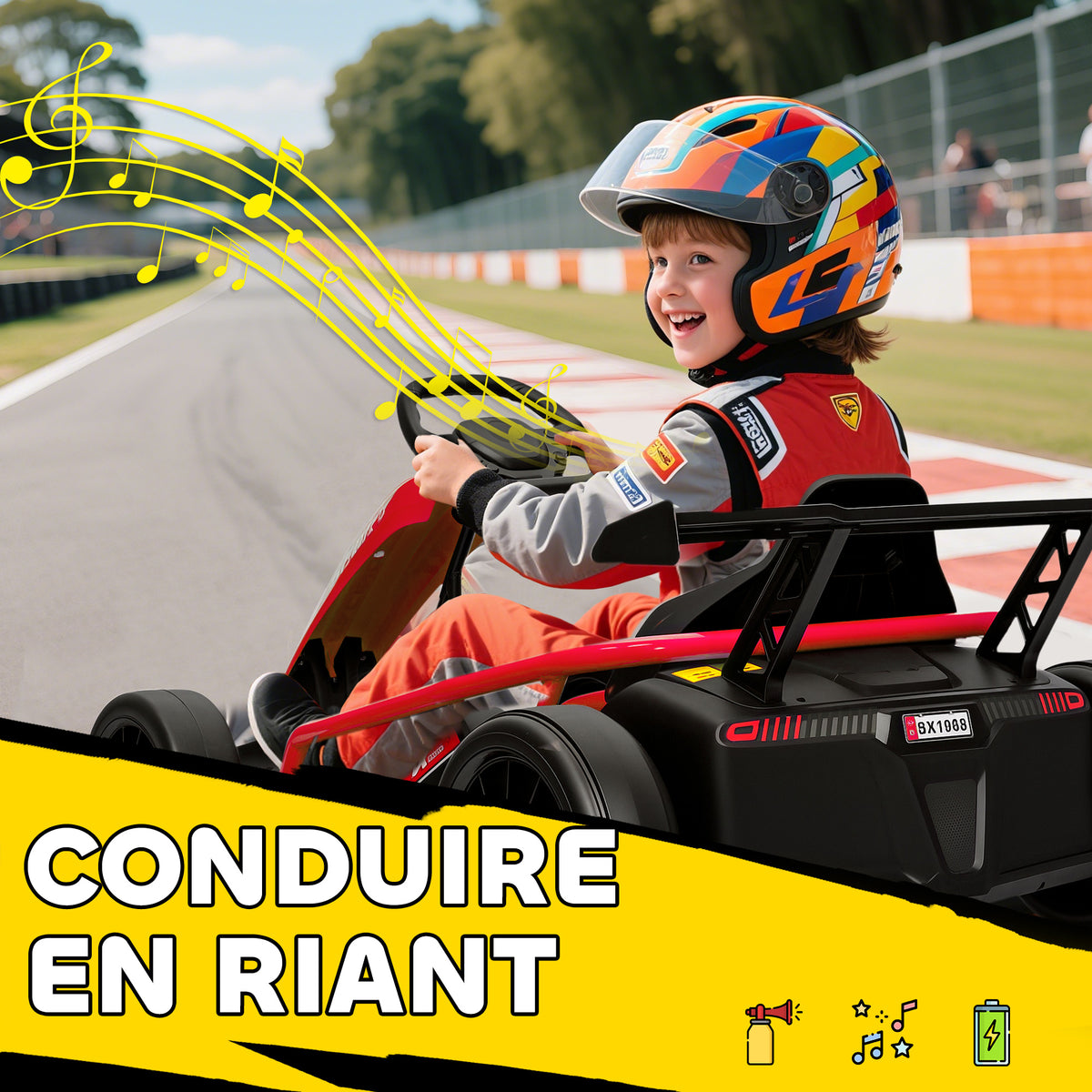 Voiture électrique GoKart kart électrique pour enfants 2 x 24 V moteurs mode dérive à 13 km/h 119 x 77 x 54 cm rouge-6