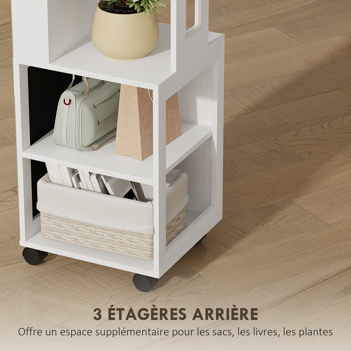 Armoire à bijoux armoire avec miroir sur pied pivotante à 360° éclairage LED 37x40x165,5cm cadre blanc, doublure noire-6