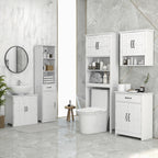 Meuble WC dessus de toilette armoire de rangement de salle de bain avec niches placard à double porte étagère réglable-7