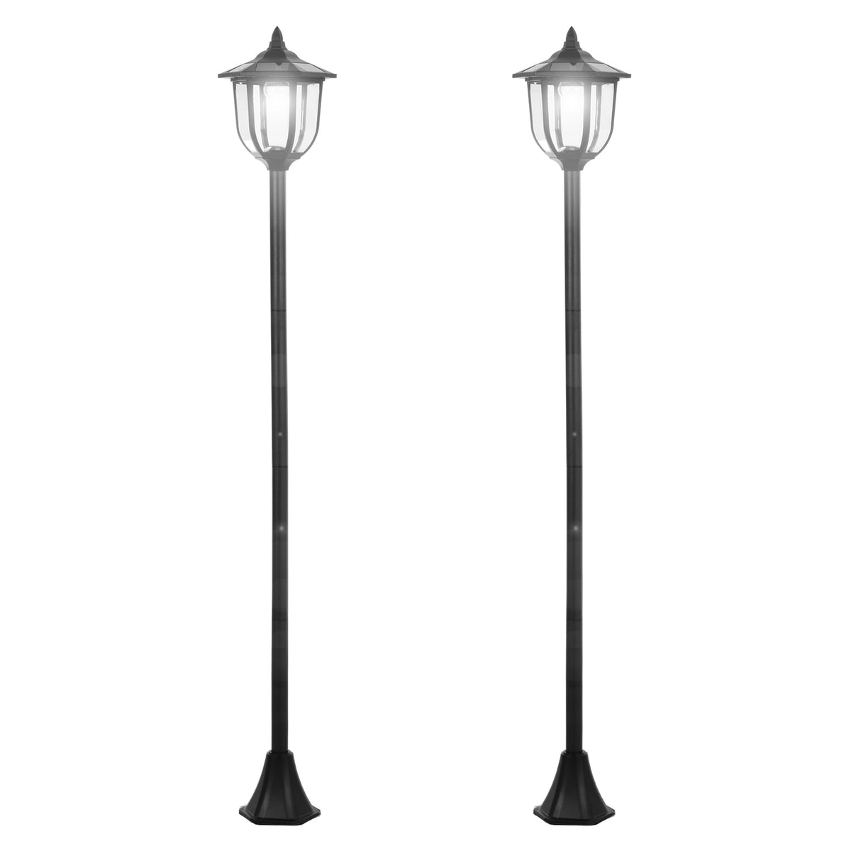 Lot de 2 luminaires extérieurs lampadaire sur pied solaire lampadaire lanterne classique LED 60 Lm max. noir-0