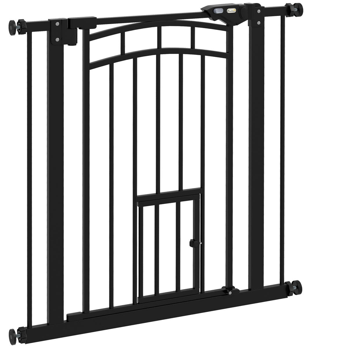 Barrière de sécurité animaux chien porte fermeture automatique sans perçage de 74 à 80 cm acier noir-0