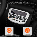 Voiture électrique enfants UTV avec télécommande 2,4G, 2 moteurs 12 V, musique, klaxon, lumières LED, 100x63x65cm, noir-7