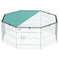 Parc pour chien, enclos chien 8 panneaux avec toit, modulable et pliable, enclos portable 60H cm avec porte argent vert-0