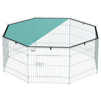 Parc pour chien, enclos chien 8 panneaux avec toit, modulable et pliable, enclos portable 60H cm avec porte argent vert-0