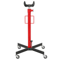Vérin de fosse hydraulique, cric de levage 500 kg, avec roues pivotantes et pédale, acier, 58 x 58 x 110-191,5 cm rouge-0