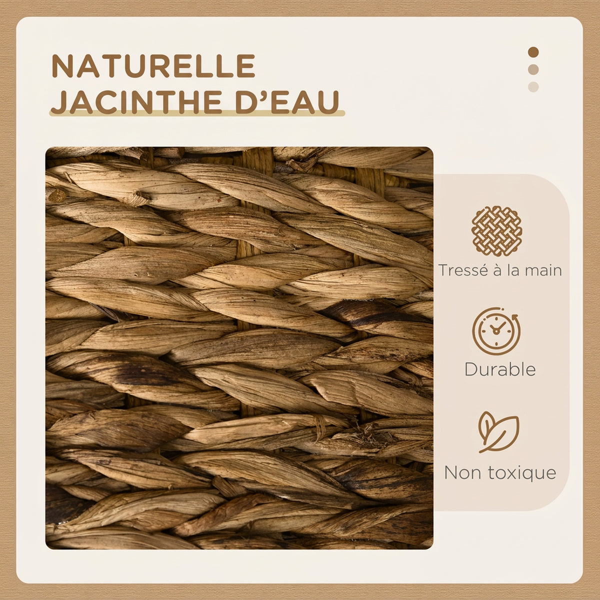 Tonneau à Gratter pour Chat 3 Niveaux, Coussins, Tressage en Jacinthe d'Eau, Cadre en Acier, Ø 40 x 73 cm, Marron Clair-4