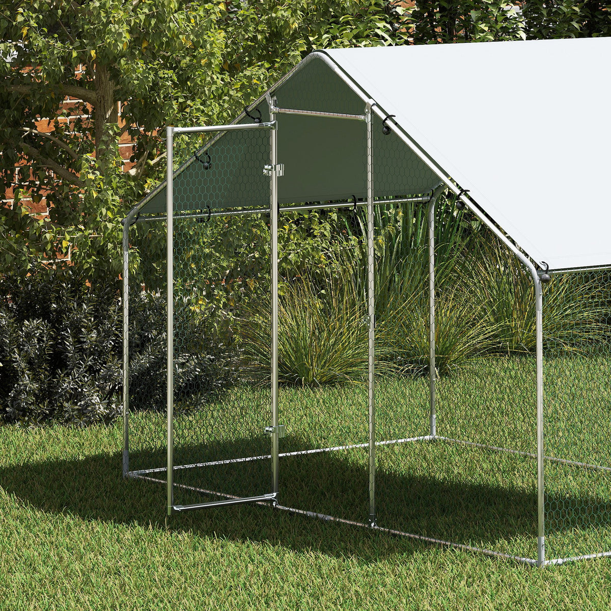 Poulailler, grand poulailler en métal avec couverture imperméable et anti-UV, cage pour 5-8 poules, 3 x 1,7 x 1,9m-7