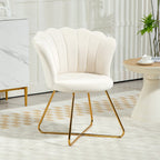 Fauteuil coquillage chaise coiffeuse fauteuil en velours fauteuil de salon avec pieds en acier 69 x 64 x 80 cm crème-1
