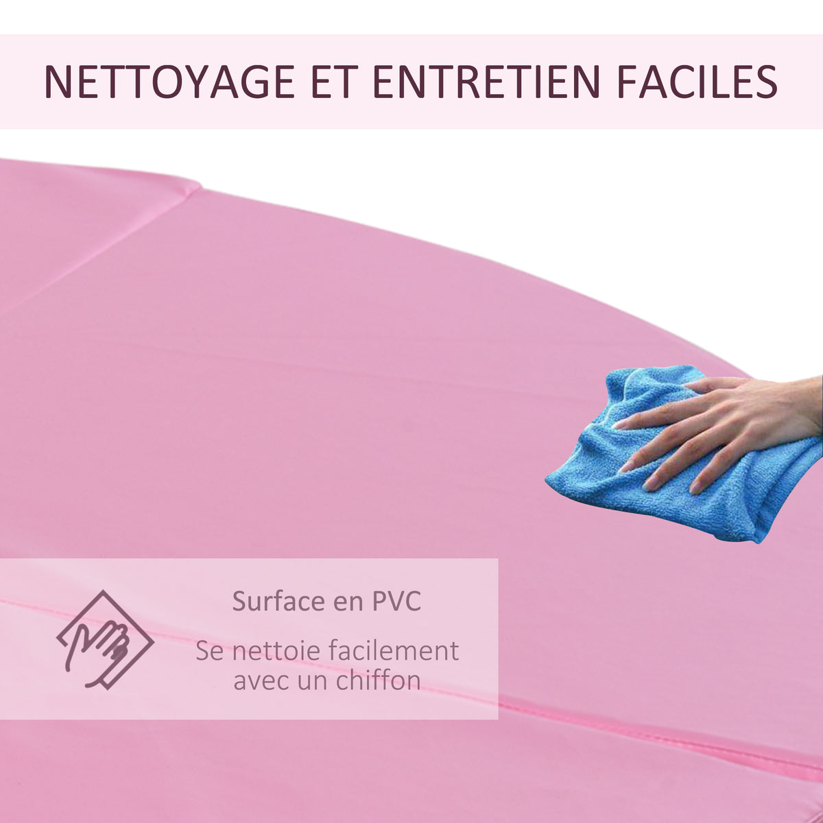 Tapis de Pole Dance Pliable - Tapis de Protection Ø 150 cm Épaisseur 5 cm - Revêtement Plastique Rose-5