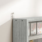 Vitrine murale pour objets de collection 4 étagère réglables en hauteur et 2 portes coulissantes 80 x 9,5 x 60 cm gris-8
