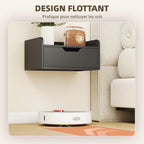 Lot de 2 tables de chevet murales tables de nuit suspendues tiroir plateau aspect bois dim. 40L x 30l x 19,5H cm-4