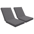 Lot de 2 coussins d'extérieur pour fauteuil chaise à dossier avec attaches rembourrage 8 cm, 112L x 51l cm, gris foncé-0