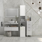 Meuble colonne de salle de bain 2 placards avec étagères réglables + 2 niches 30 x 30 x 181,5 cm blanc-6