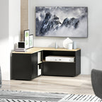 Meuble TV d'angle banc télévision jusqu'à 40 pouces avec 2 placards et 3 niches 90 x 90 x 45 cm chêne et noir-9