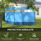 Paravent brise-vent de camping portable pliable avec sac de transport et poteaux en acier dim. 440 cm x 140 cm bleu-3