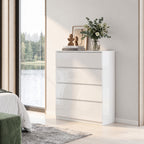 Commode 4 tiroirs meuble de rangement sans poignées design minimaliste 60 x 40 x 80 cm blanc-8