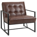 Fauteuil de salon Chesterfield Fauteuil Relax Assise Dossier capitonnés Structure métal Noir revêtement synthétique Chocolat-0