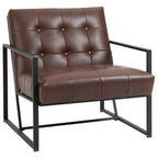 Fauteuil de salon Chesterfield Fauteuil Relax Assise Dossier capitonnés Structure métal Noir revêtement synthétique Chocolat-0