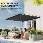 Toile de toit pour pergola tonnelle rétractable de 4 x 3 m - toile uniquement 350 x 260 cm gris foncé-4