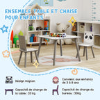 Ensemble table et chaises pour enfants, table pour enfant avec 2 chaises, motif animaux pour chambre à coucher gris-6