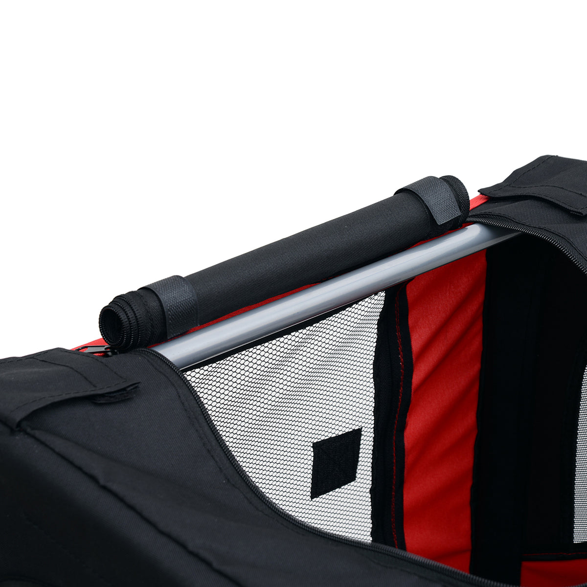 Remorque vélo pour Chien Animaux 8 réflecteurs Drapeau Barre attelage Inclus Acier Polyester imperméable Max. 30 Kg 130L x 73l x 90H cm Rouge-8