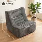 Canapé Paresseux Chaise de Sol à Silhouette Papillon avec Poches Latérales, sans Assemblage, 80x90x76cm, Gris Châtaigne-2
