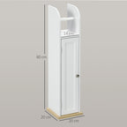 Meuble de salle de bain support papier toilette avec placard et étagères réglables 20 x 20 x 80 cm blanc-2
