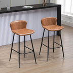 Lot de 2 tabourets de bar assise en similicuir hauteur 76 cm avec repose-pieds en acier et dossier design vintage marron-1