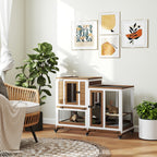 Clapier lapin intérieur cage lapin en bois design de luxe 3 niveaux avec 3 plateaux amovibles 110 x 50 x 86 cm marron-1