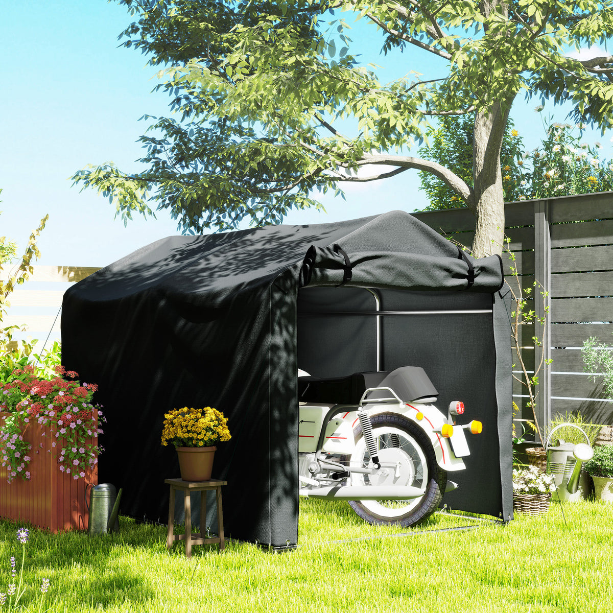 Abri de jardin 2 x 1,6 x 1,65 m abri extérieur cadre en métal galvanisé, imperméable résistant aux UV, gris foncé-9