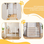 Lot de 2 barrières de sécurité pour chien animaux sans perçage avec fermeture automatique largeur 76-103 cm blanc-7