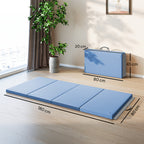 Tapis de gymnastique yoga pilates fitness pliable en 4 avec poignées revêtement synthétique 180 x 80 x 5 cm bleu clair-2