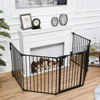 Barrière de sécurité parc enclos chien modulable pliable porte intégrée 300L max. x 74,5H cm métal PP noir-9