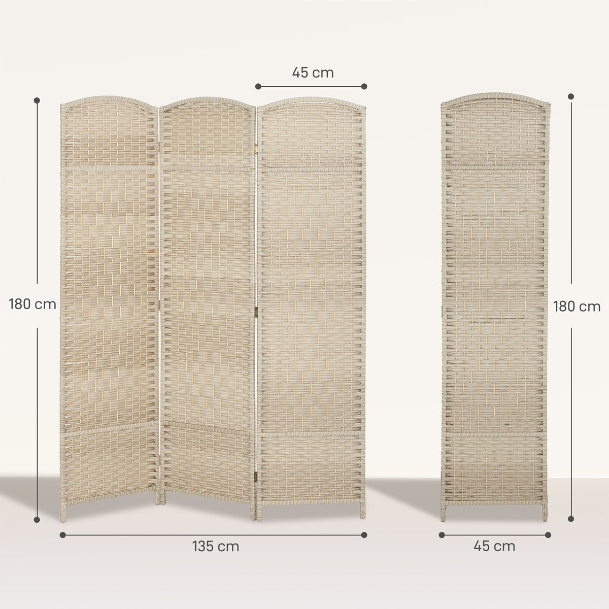 Paravent intérieur en bois 3 panneaux séparateur de pièce pliable pour salon chambre 135 x 180 cm chêne-2