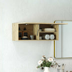 Armoire murale de salle de bain, meuble de rangement suspendu avec porte à charnières, 80 x 25 x 30 cm, bois naturel-9