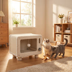 Maison pour Chat Niche pour Chat Intérieure en Forme de Télévision Tapis en Sisal et Balle Suspendue 50x33x42cm Blanc-8