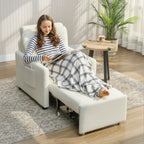 Fauteuil convertible 1 place, fauteuil-lit avec rangement caché, assise large et rembourrée, 72 x 85,5 x 91 cm, crème-1